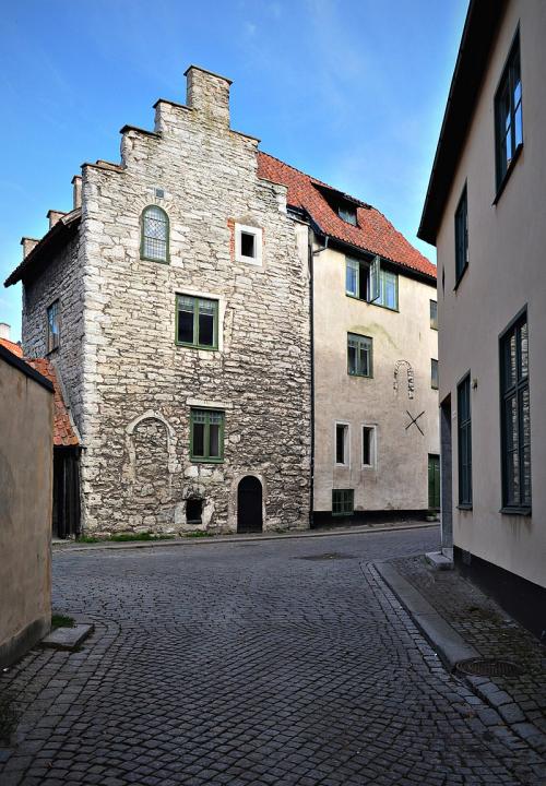 Häggska huset, byggnad B1, packhus med trapphusgavel.